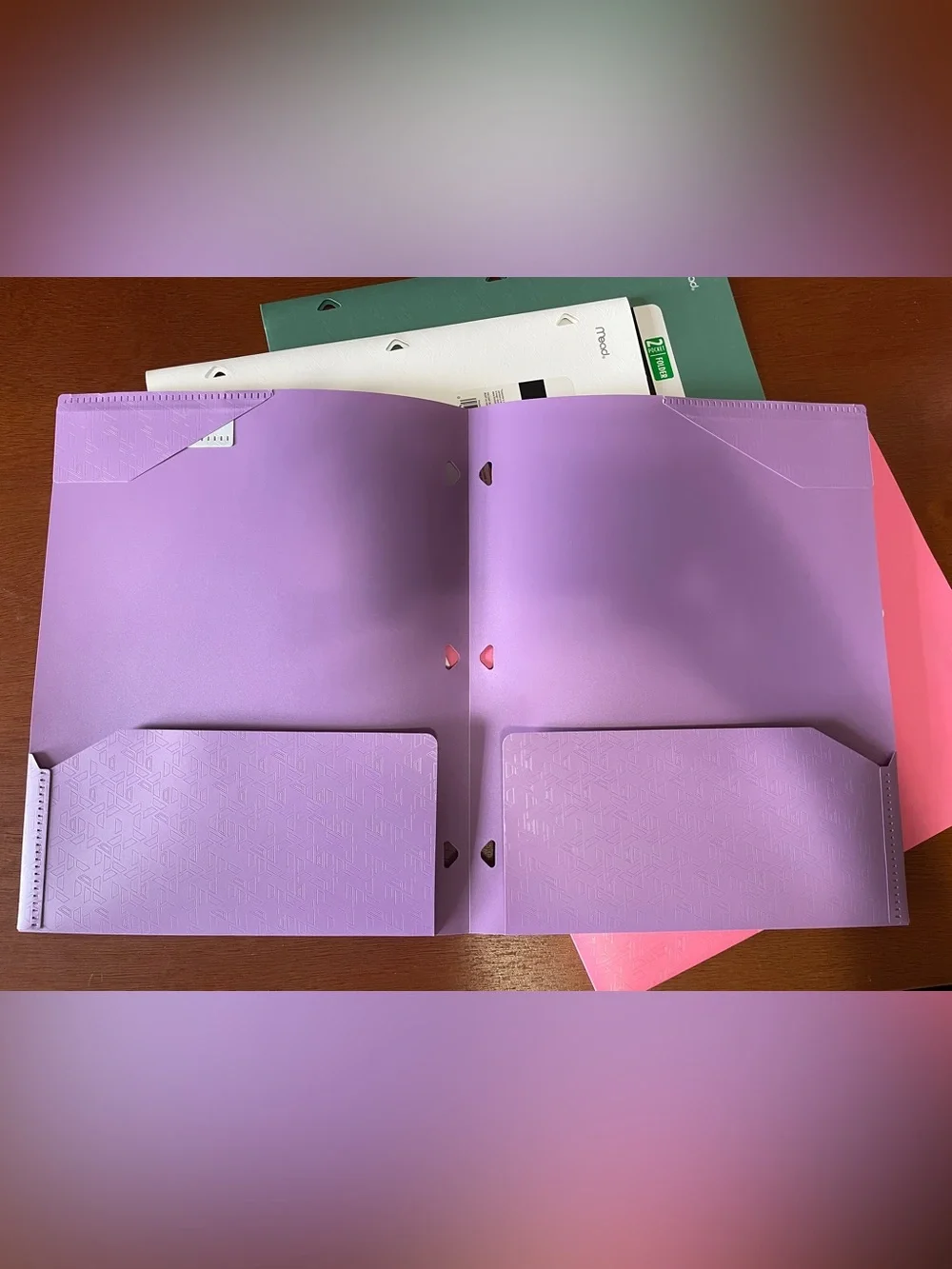 Five Star Mead 2 Pocket Folder Lot of 4 Plastic Stay Put Tabs Textured